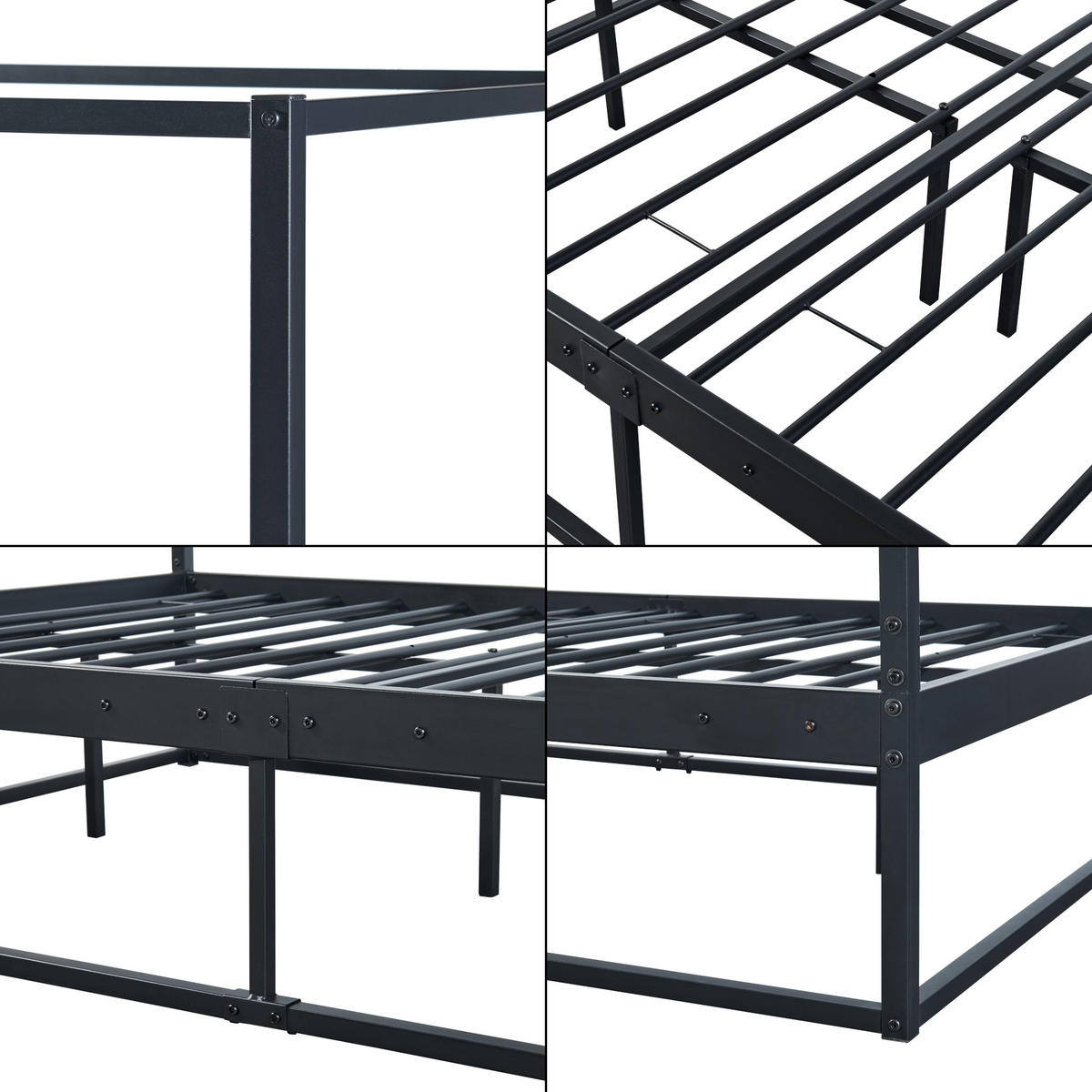 HIMMELBETT Kristianstad - Schwarz, Metall (120/200cm) - [en.casa]