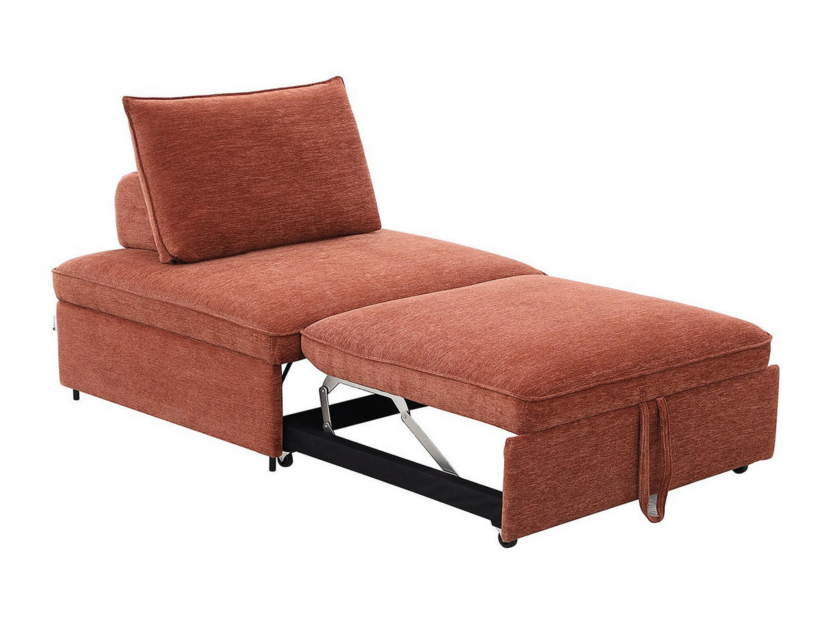 SCHLAFSESSEL - 1 Person - stoff - terracotta Ekavo - Terracotta, Textil/Metall (109/91/109cm) - Vente-Unique