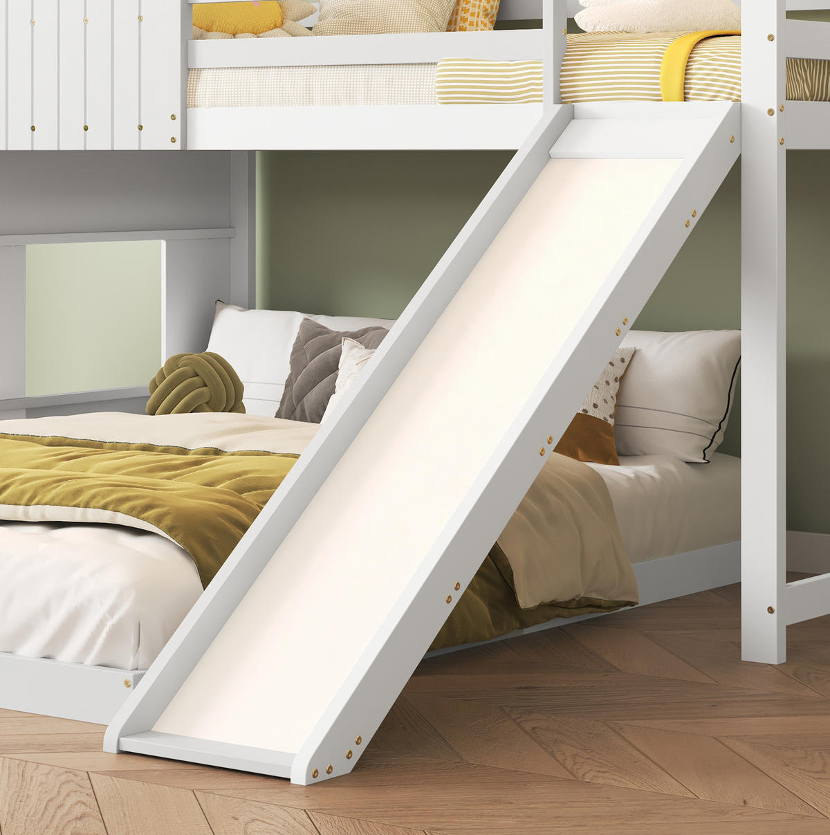 HAUSBETT 90/200 & 140/200 cm Weiß mit Rutsche und Fallschutz - Weiß, Holzwerkstoff (90/200cm) - Flora Grace