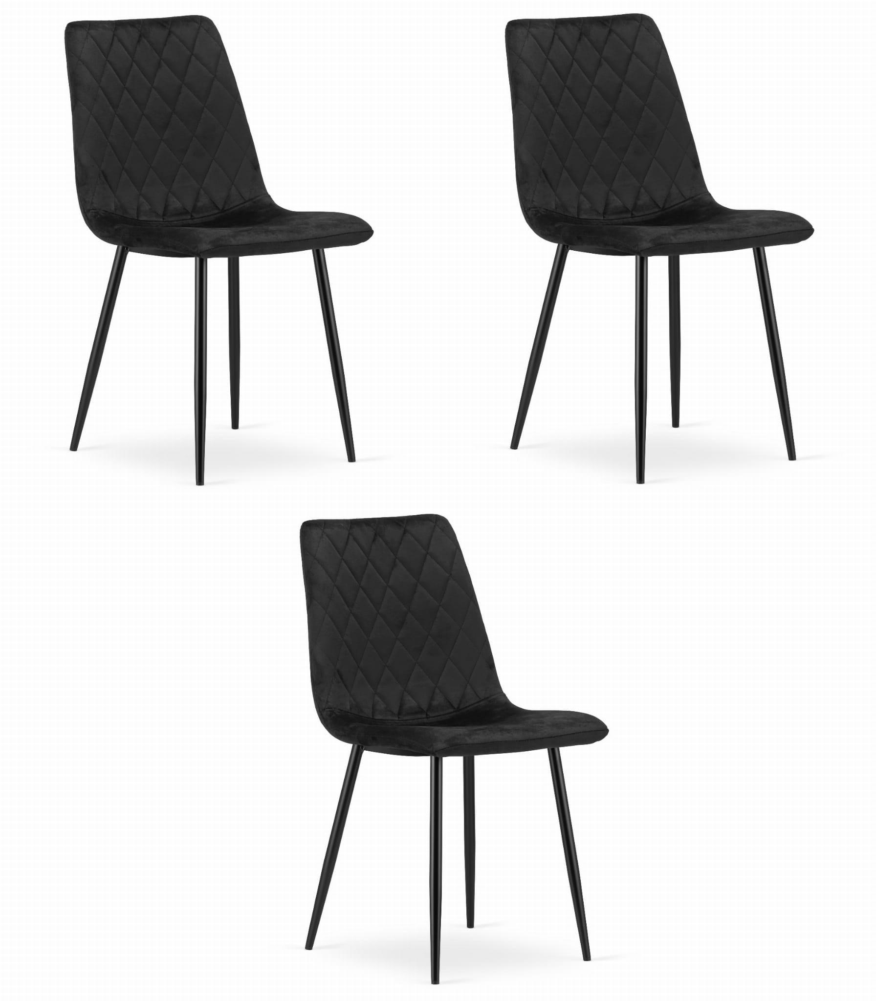 ESSZIMMERSTUHL 3-er Set TURIN schwarzer Sitz - Schwarz, Textil (44.5/88.5/53cm) - Valora