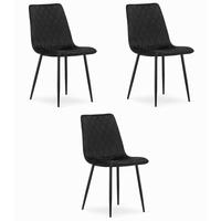ESSZIMMERSTUHL 3-er Set TURIN schwarzer Sitz - Schwarz, Textil (44.5/88.5/53cm) - Valora