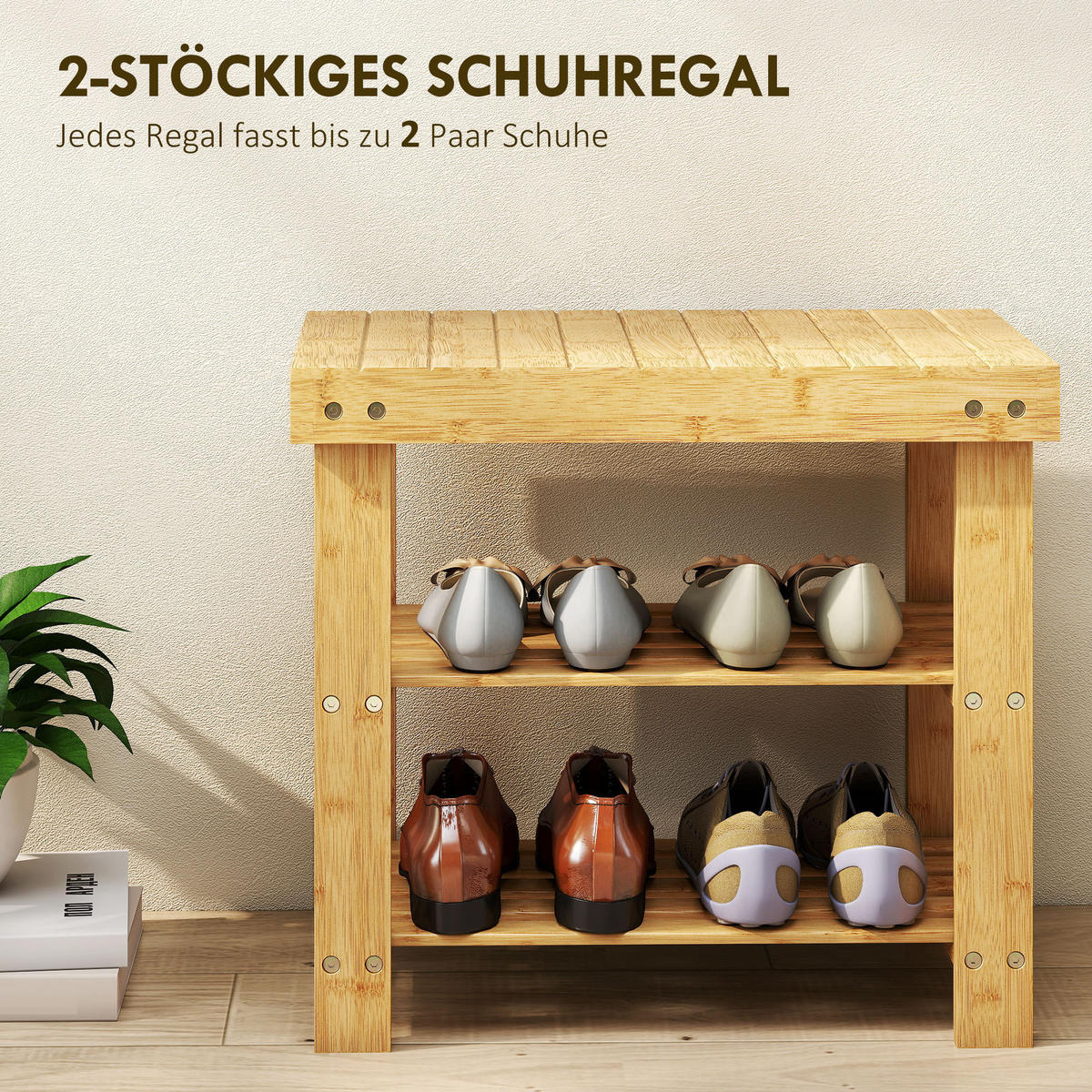 SCHUHBANK Natur 50/28/45 cm - Naturfarben, Holz (50/45/28cm) - PANGIVO
