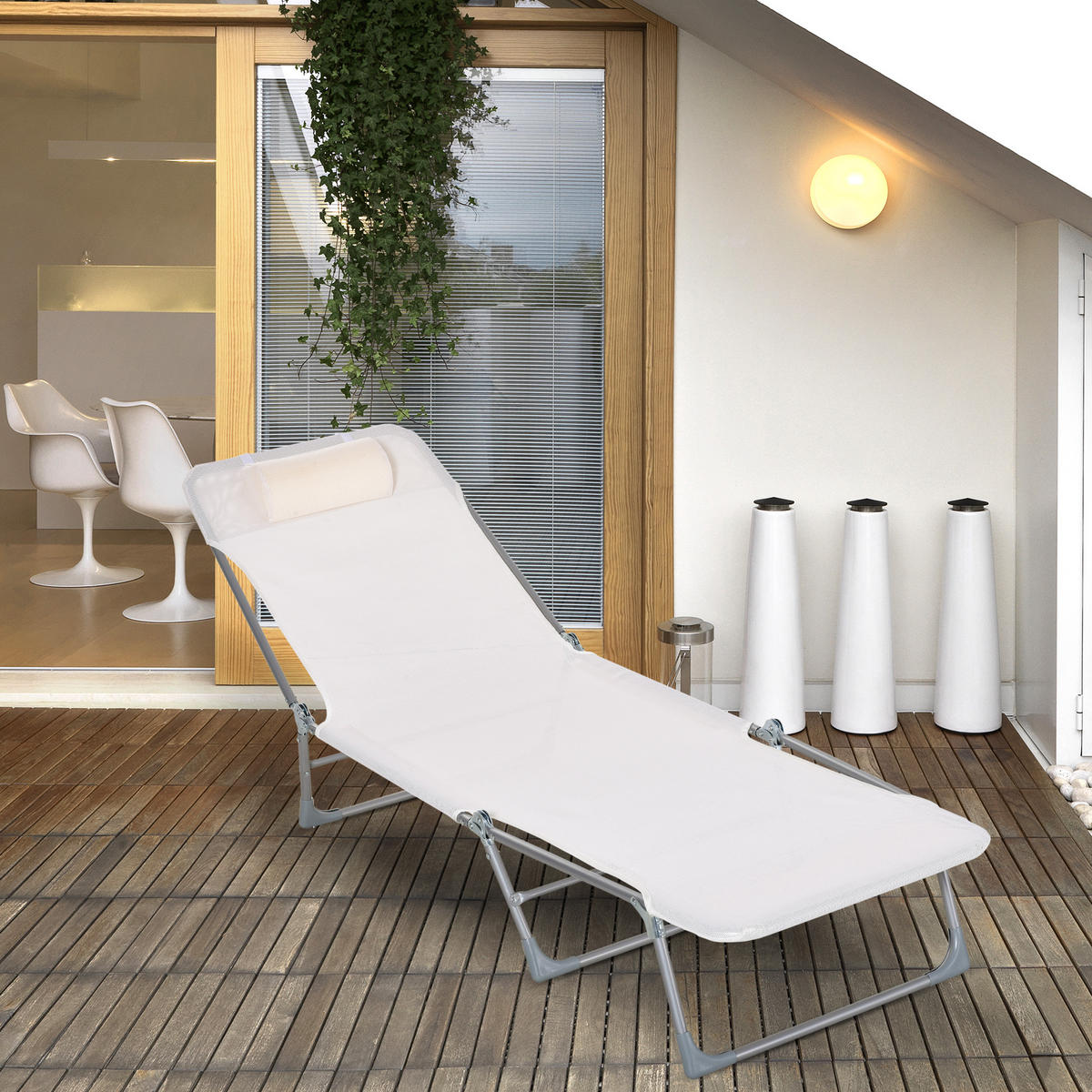GARTENLIEGE Cremefarben 1 Stück - Beige, Metall (56/28/182cm) - GiPP