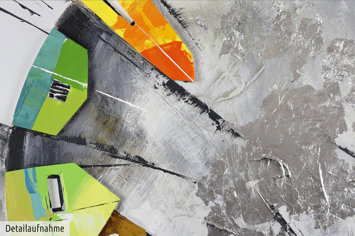 ÖLGEMÄLDE 80/80 cm - Silberfarben/Multicolor, Holz/Textil (1.6/80cm) - KUNSTLOFT