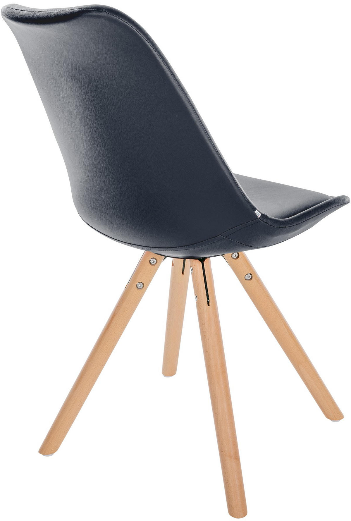 STUHL Lederlook schwarz - Eukalyptusholzfarben/Schwarz, Holz/Textil (48/81/54cm) - CLP