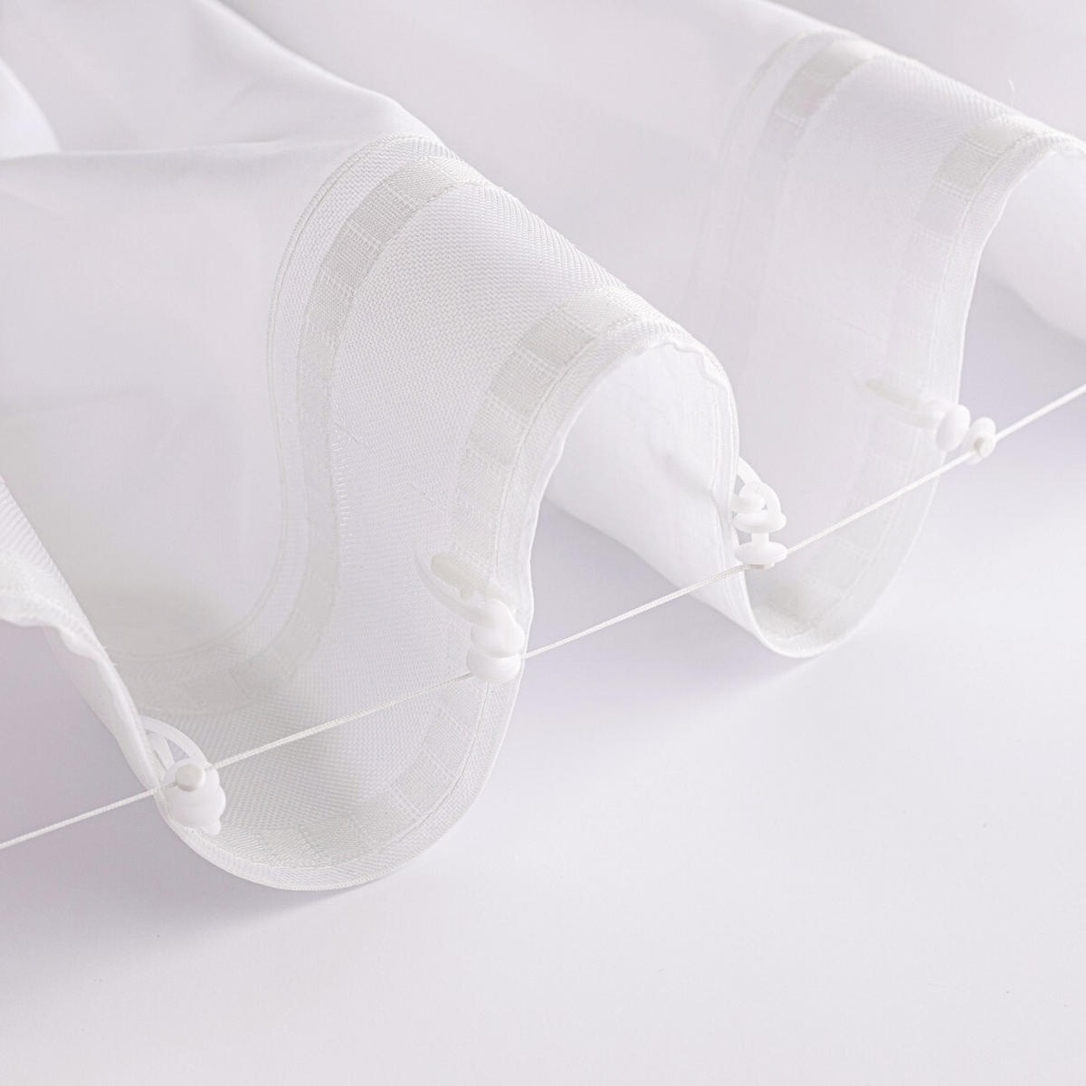 WELLENGARDINE Voile mit Bleiband, ecru, 300x265 cm - Weiß, Textil (300/265cm) - Dekoria