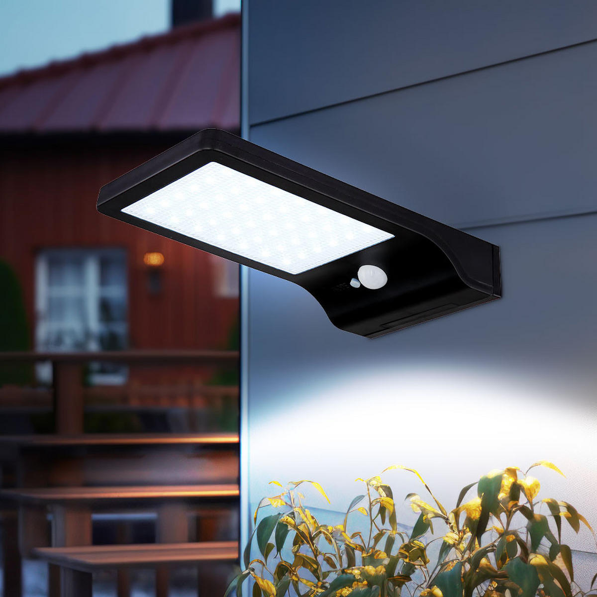 LED AUSSENLEUCHTE Solar Schwarz - Schwarz, Kunststoff (19.2/11/3cm) - Globo Lighting