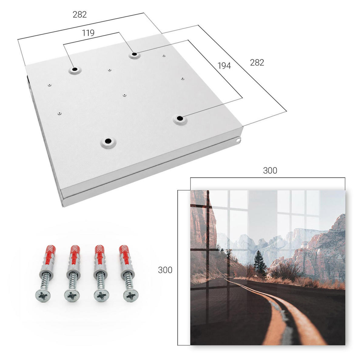 SCHLÜSSELBOX Weiß 30x30 cm – Türöffnung nach rechts - Straße in den Bergen - Braun, Metall (30/30/5cm) - TULUP