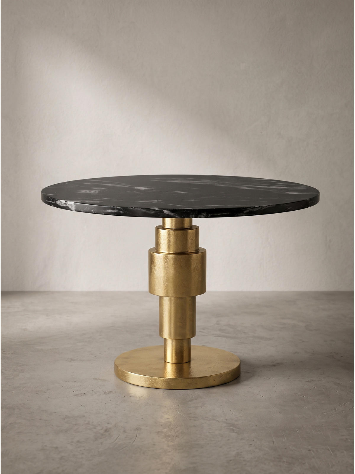 COUCHTISCH ESLA, Marmor, handgefertigt, Schwarz-Gold, Ø 60 x 39 cm - Goldfarben/Schwarz, Stein/Metall (60/60/39cm) - KADIMA DESIGN