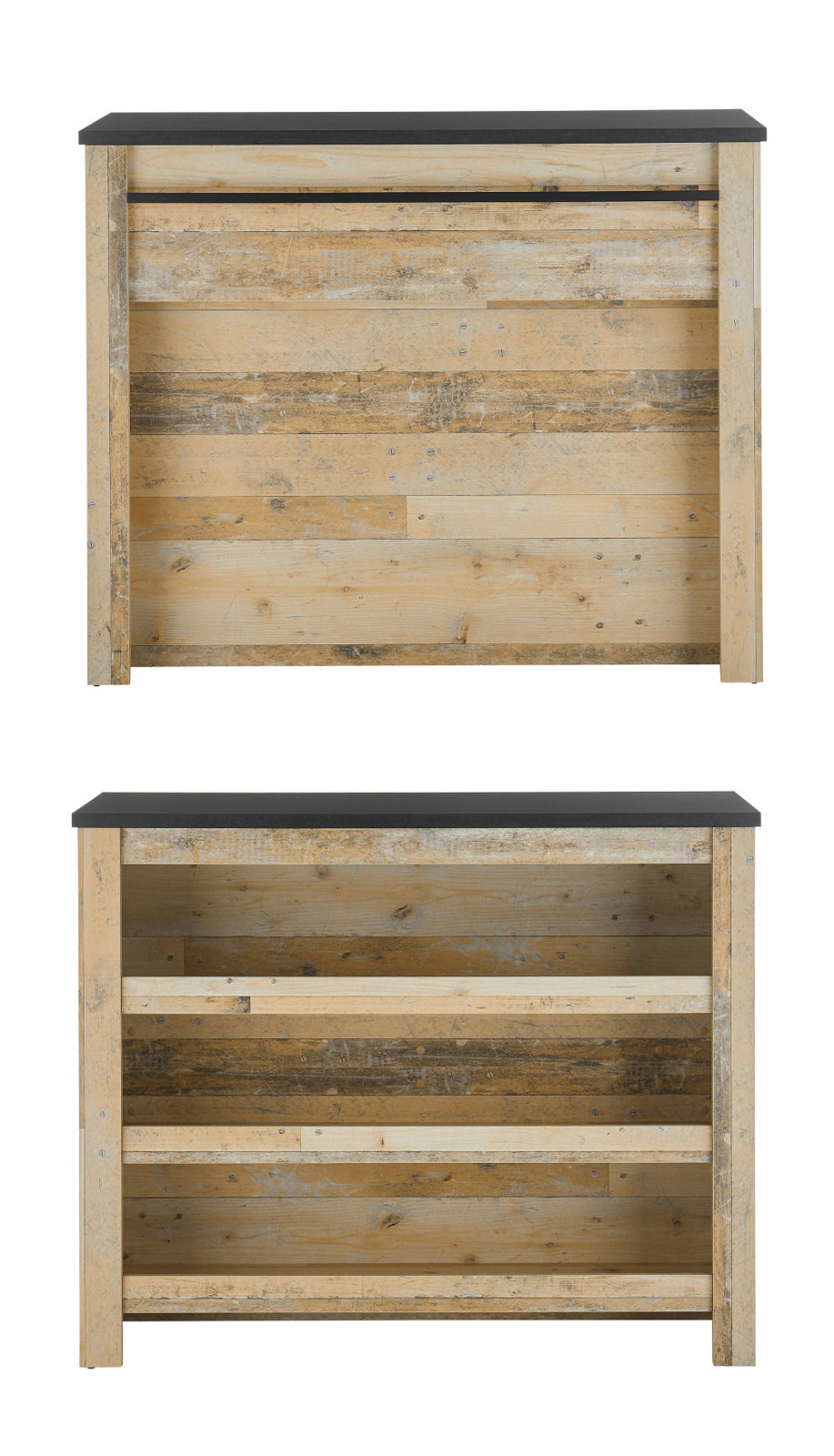 KÜCHENTHEKE Used Wood hell, anthrazit 130 cm, Kücheninsel freistehend - Eichefarben/Anthrazit, Holzwerkstoff/Metall (130/106/44cm) - Furn.Design