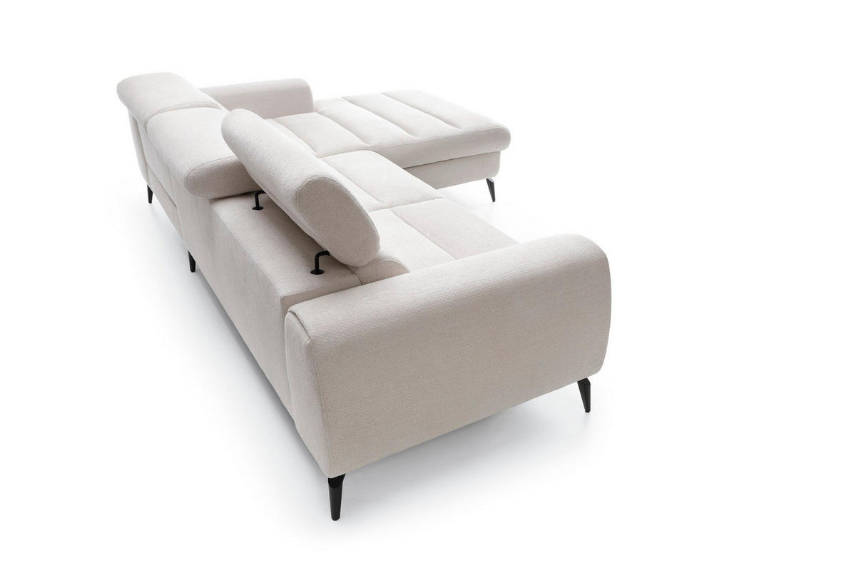 ECKSOFA NOTE Creme Chenille mit Schlaffunktion - Creme, Holz (270/184cm) - MASSENO