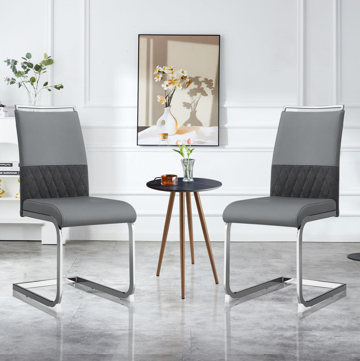 ESSZIMMERSTUHL 6er-Set ergonomisch Sitzfläche 42 x 45 cm Grau - Grau, Metall (42/95/48.2cm) - Meubliv