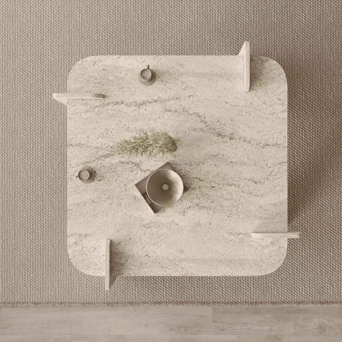 COUCHTISCH mit quadratischer platte 90/90/35 cm - Beige, Holzwerkstoff (90/90/35cm) - Calicosy