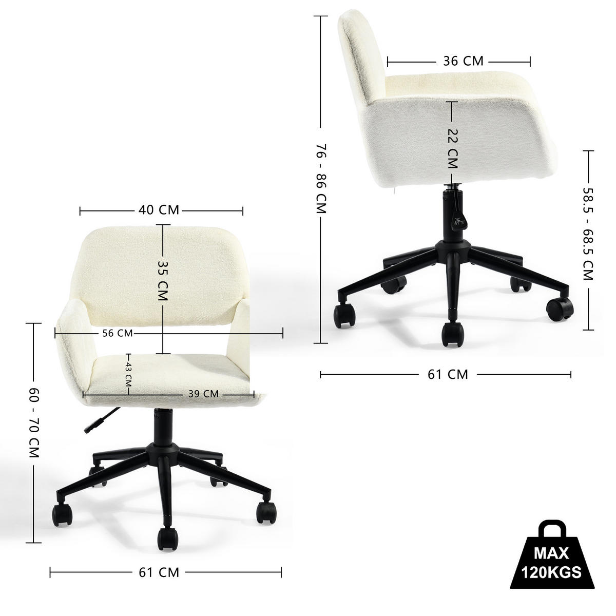 DREHSTUHL Beige - Beige, Textil/Metall (54/85/56cm)
