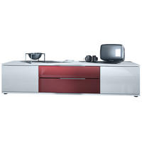 LOWBOARD Linio Bordeaux Hochglanz - Weiß Hochglanz/Bordeaux, Holzwerkstoff (166.5/37.5/35cm) - Vladon