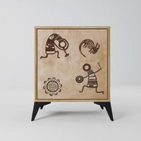 SIDEBOARD AFRICAN STYLE, Eichefarben, 57,5x42x70,5 cm, Schwarze Metall-Sternfüße - Eichefarben/Multicolor, Holzwerkstoff/Metall (57.5/70.5/42cm) - SpaceRebels