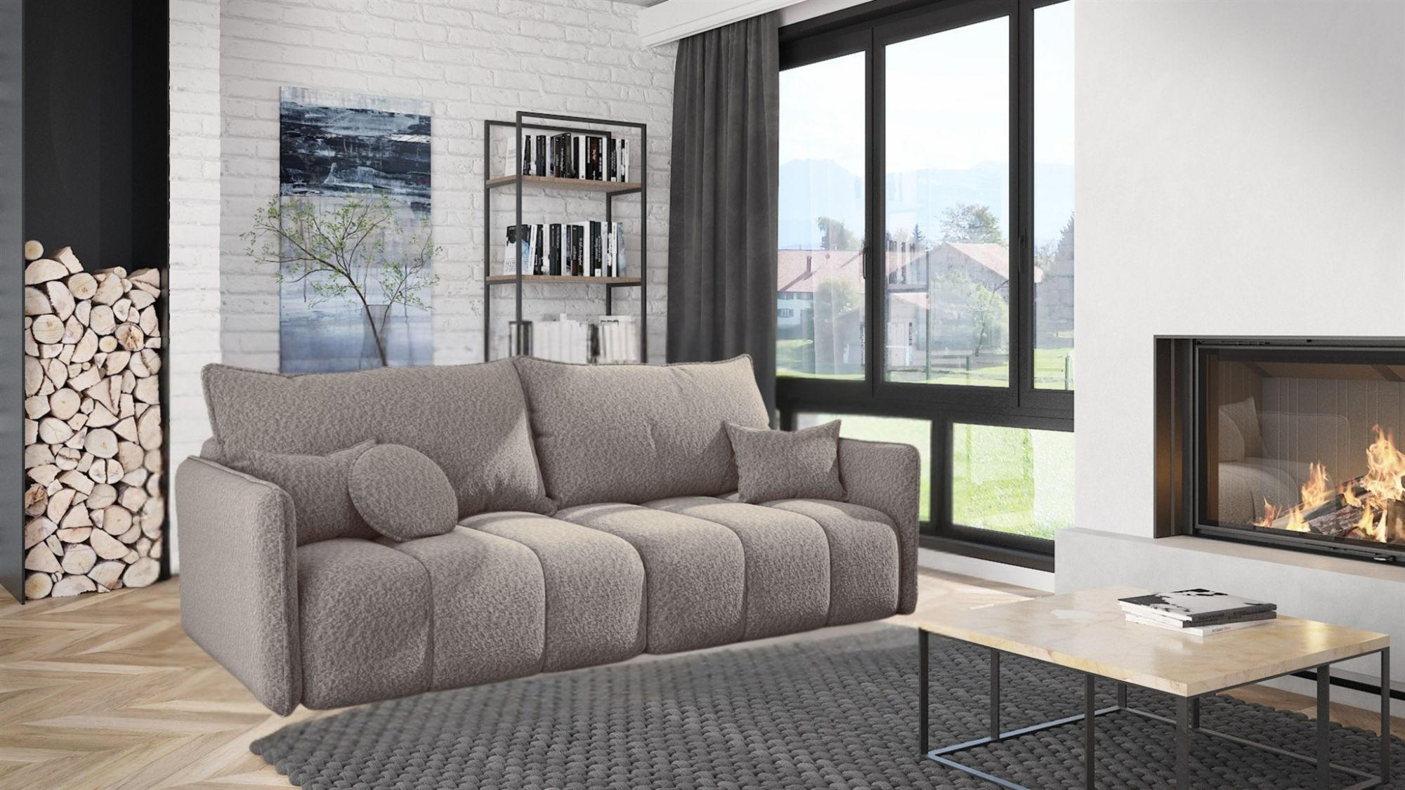 SCHLAFSOFA Morgano - Beige, Holzwerkstoff/Textil (216/86/102cm) - Fun Möbel
