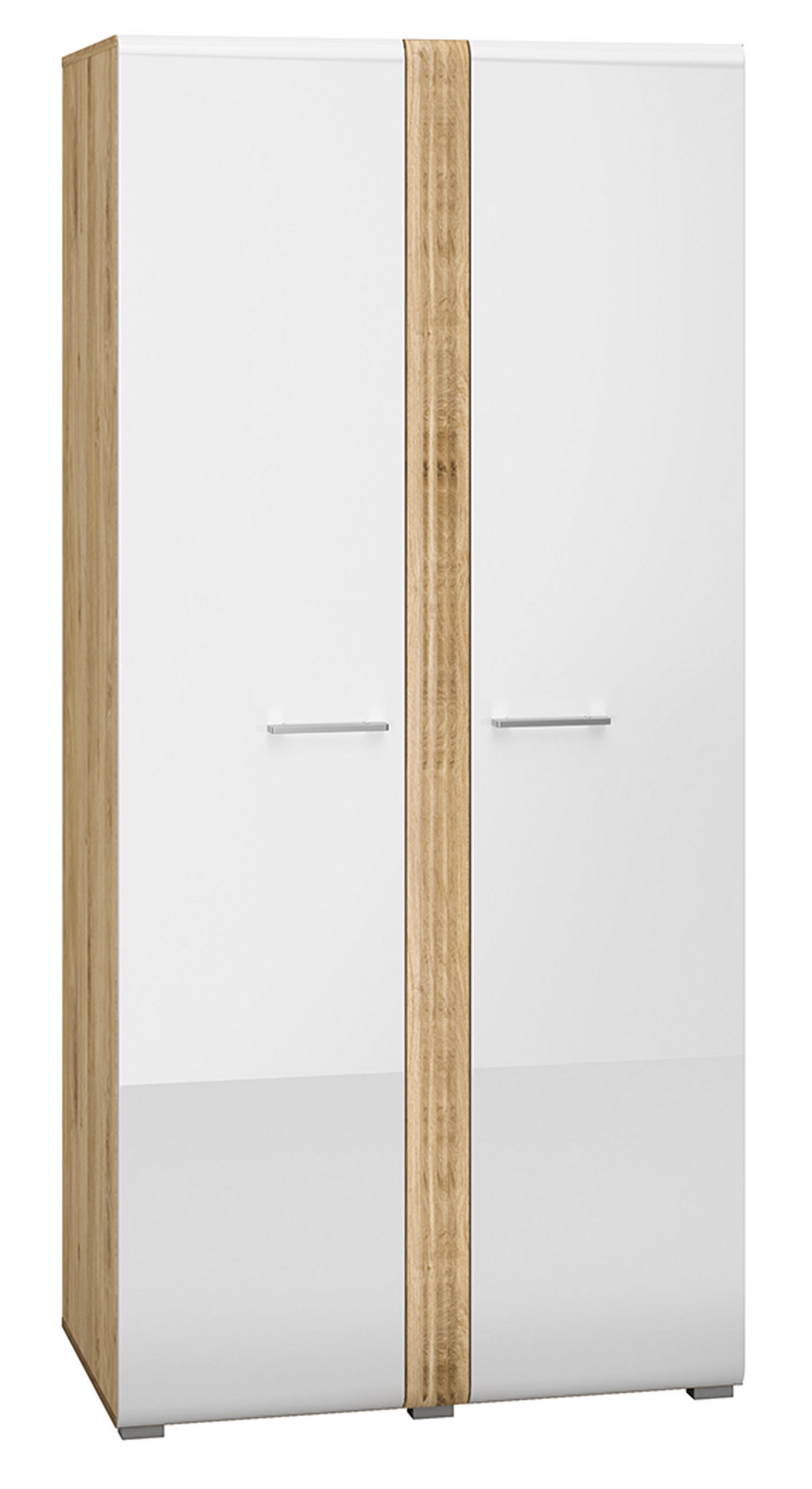 Feldmann-Wohnen Kleiderschrank Weiß, Braun 92x196x56 cm