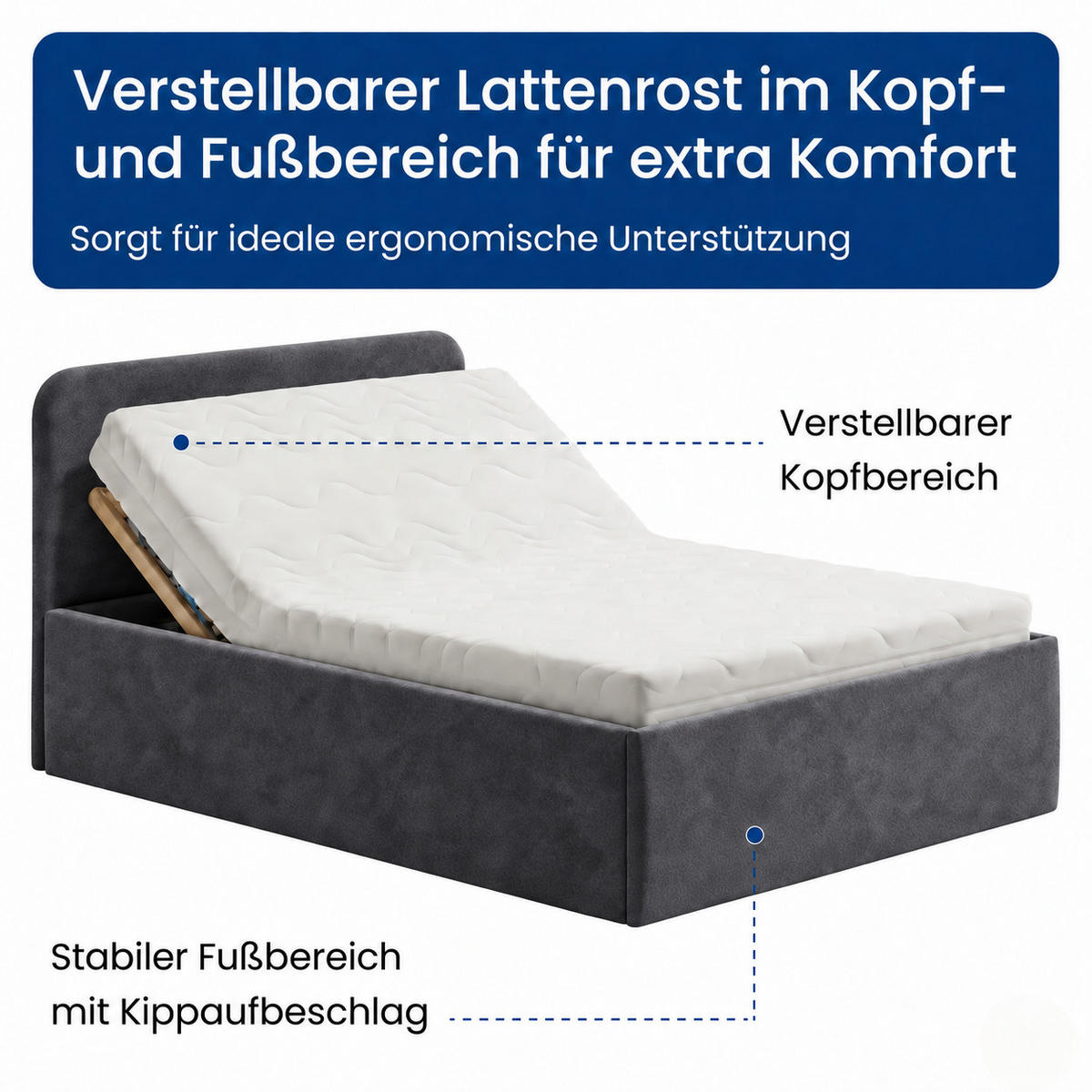 POLSTERBETT 140x200 cm Bonnellfederkernmatratze H2 Microvelours in Anthrazit - Anthrazit, Textil (140/200cm) - Home Collective