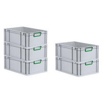 EUROBOX 5x Nextgen Color 22x40x60cm 44 Liter Griffe Grün Geschlossen - Grün, Kunststoff (40/22/60cm) - PROREGAL