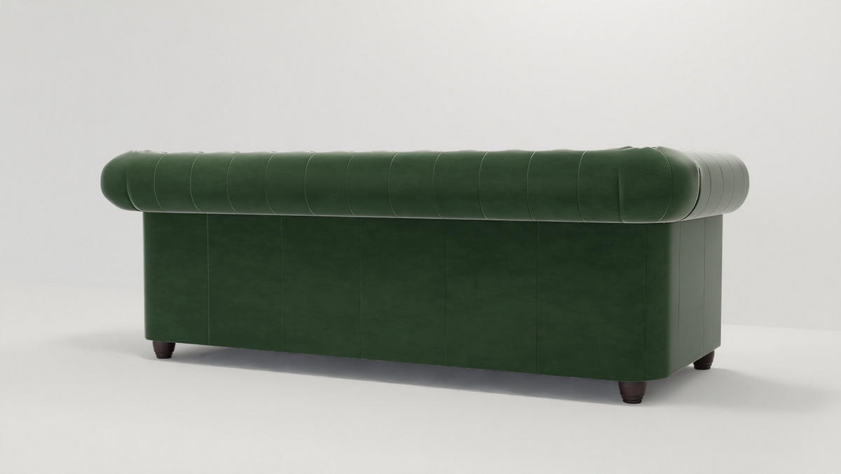 CHESTERFIELD-SOFA 3-Sitzer mit Schlaffunktion Nyx Flasche grün Samt - Smaragdgrün/Braun, Holz/Textil (203/28/86cm) - S-Style Möbel