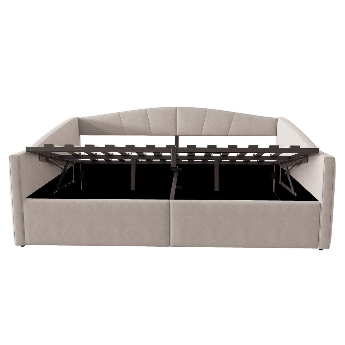 BETT 140/200 cm mit hydraulischer Lagerung und Lattenrost Hellgrau - Hellgrau, Leder (140/200cm) - OKWISH