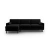 AUSKLAPPBARES-ECKSOFA links mit Container Scott aus Samt schwarz 5 Sitzplätze - Schwarz, Textil (142/212cm) - Micadoni