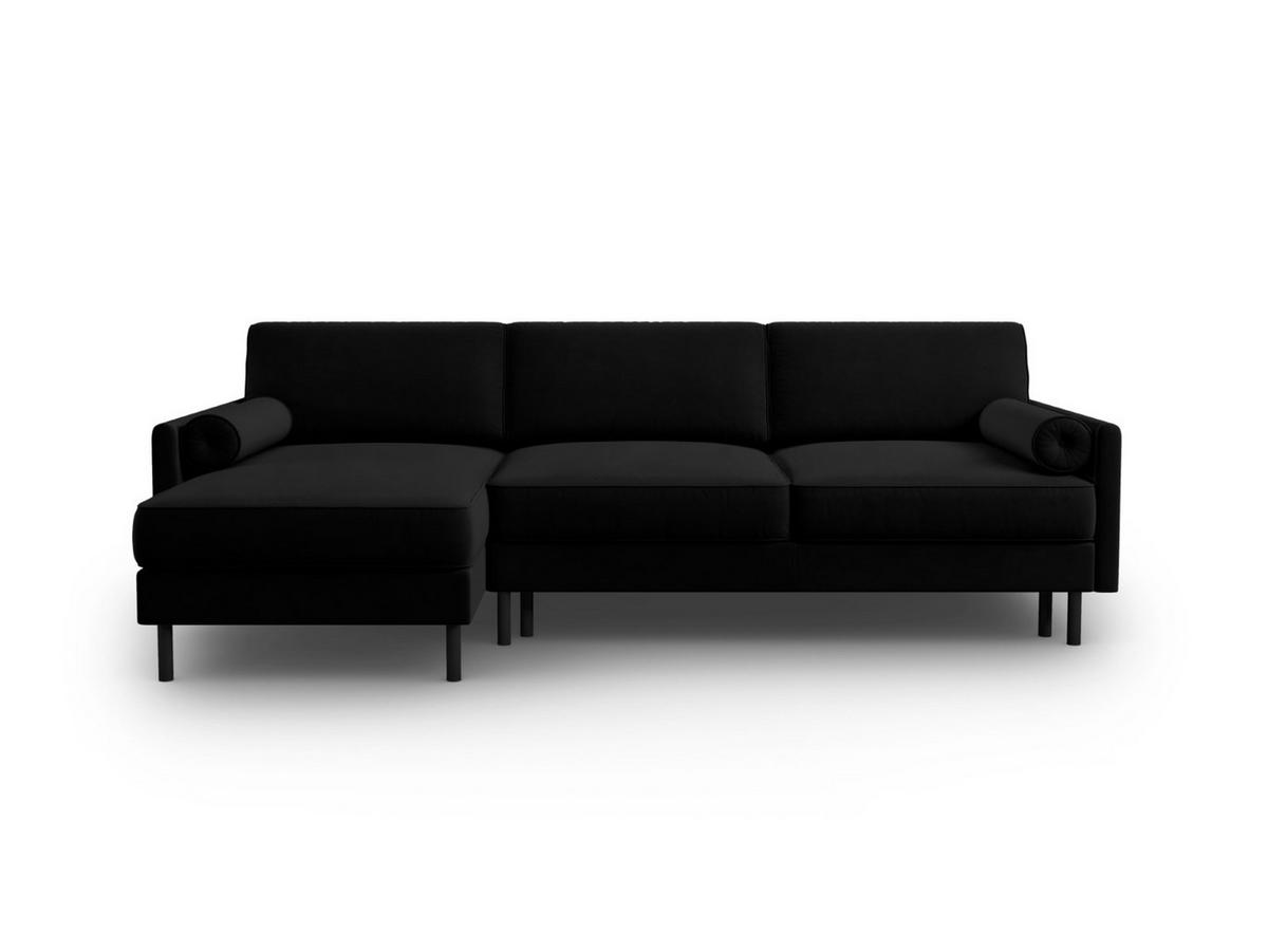 AUSKLAPPBARES-ECKSOFA links mit Container Scott aus Samt schwarz 5 Sitzplätze - Schwarz, Textil (142/212cm) - Micadoni