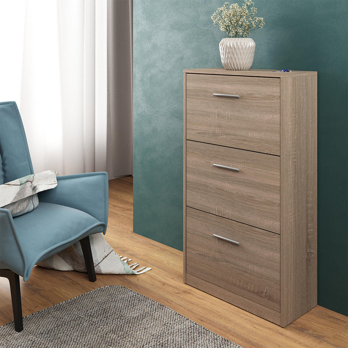 SCHUHKIPPER Gizmo Sonoma 59 x 105 cm - Braun/Sonoma Eiche, Holzwerkstoff (59/105/22cm) - Vicco