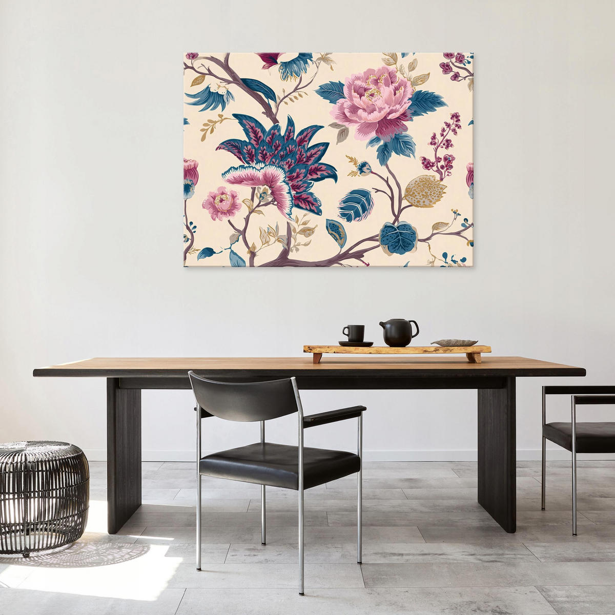 LEINWANDBILD Blätter Vintage Lila 60x40 cm - Multicolor, Holzwerkstoff (60/40cm) - Wallarena