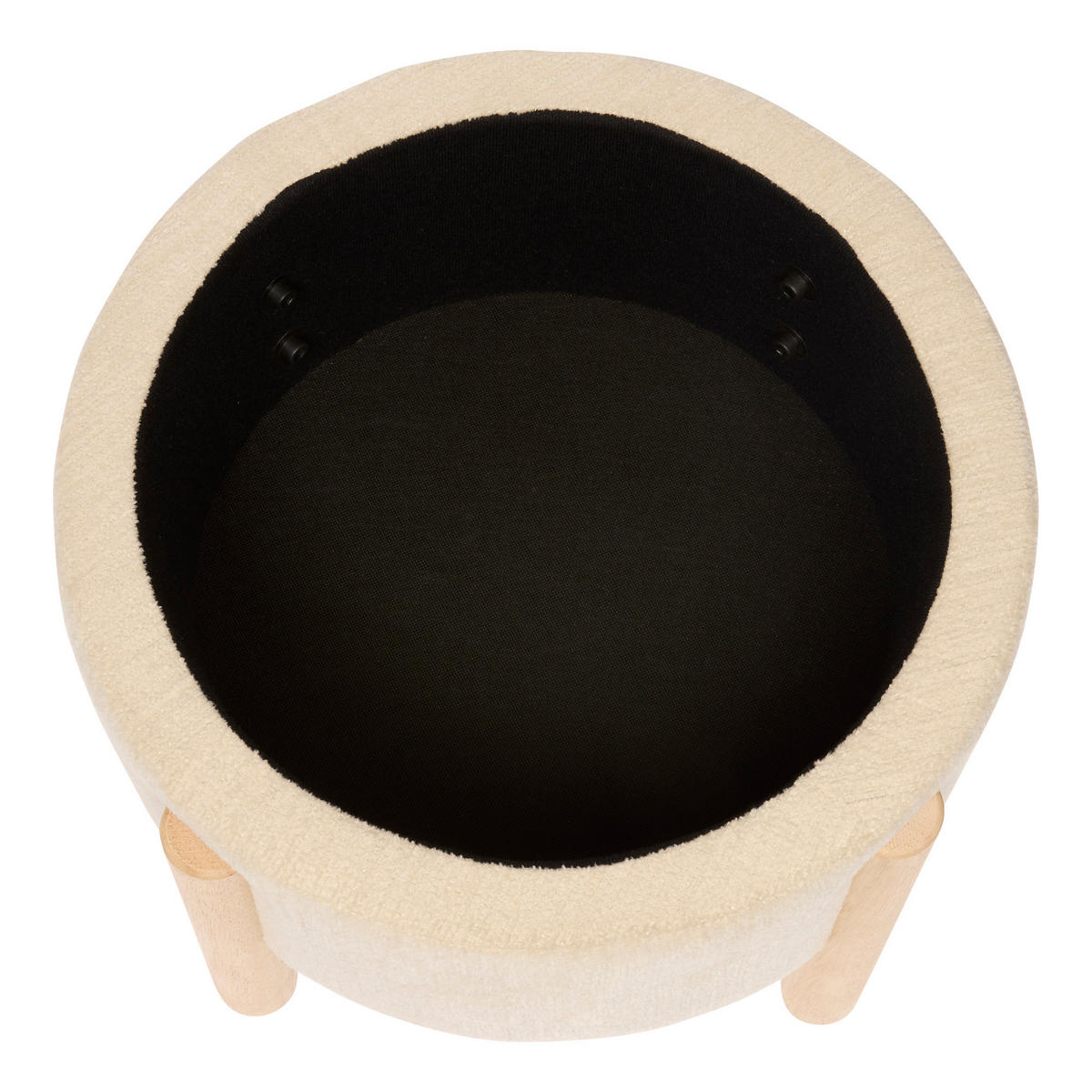 POUF mit Stauraum Elki Beige Ø 45,5 cm, 37 cm - Beige, Holzwerkstoff (45.5/37/45.5cm) - Atmosphera Createur d´interieur