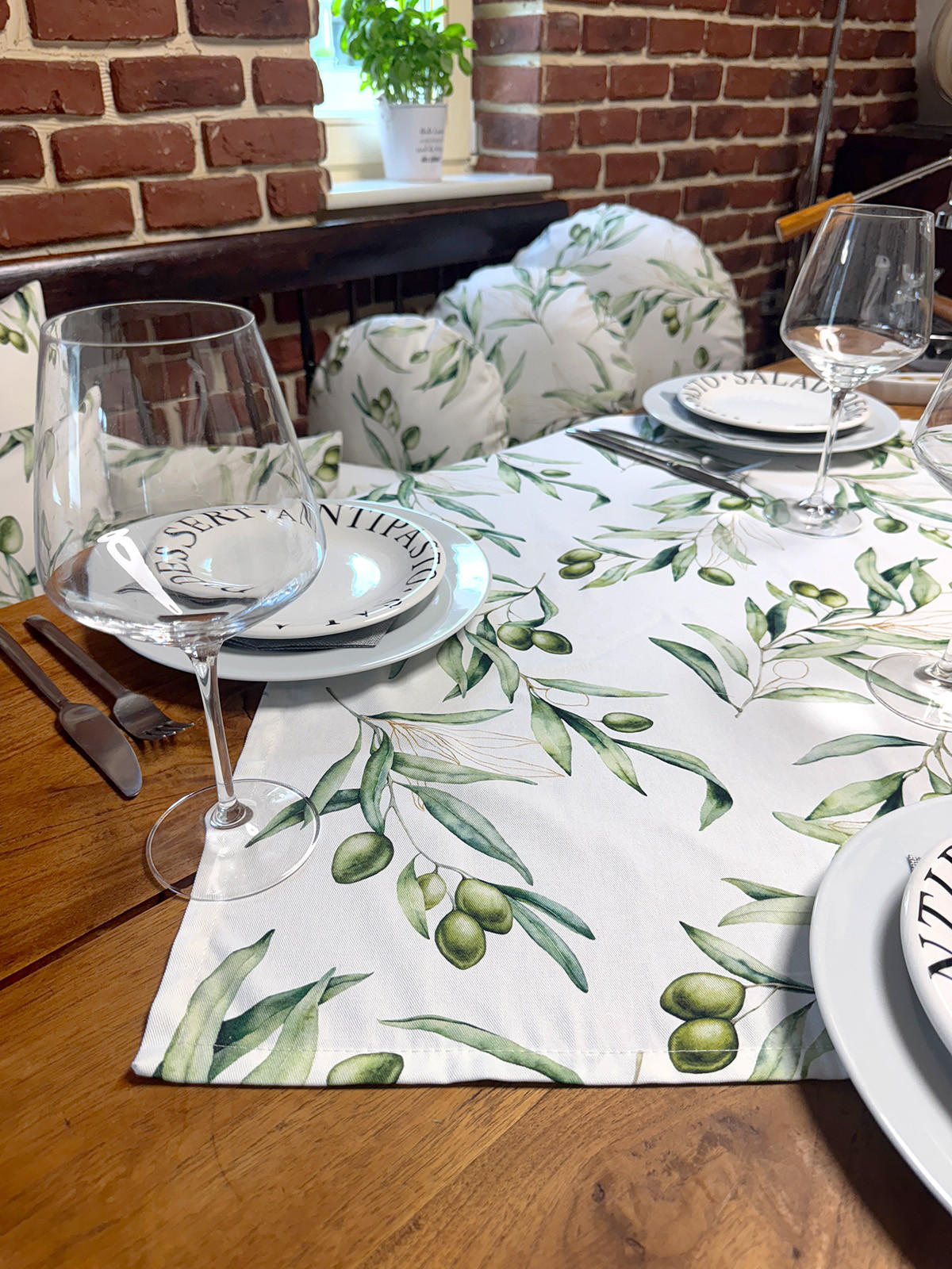 XS-MITTELDECKE Italy Collection Oliven 60/60 cm - Ecru/Multicolor, Textil (60/60cm) - beties Heimtextil