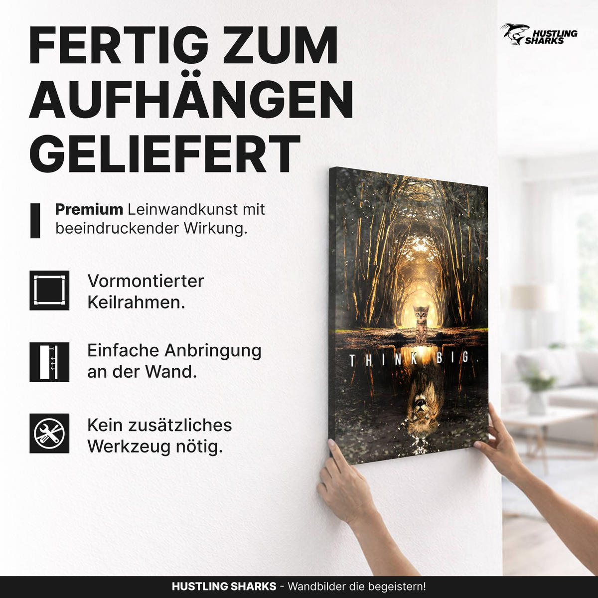 LEINWANDBILD Think Big 60x90 cm - Weiß, Papier (60/2cm) - Hustling Sharks