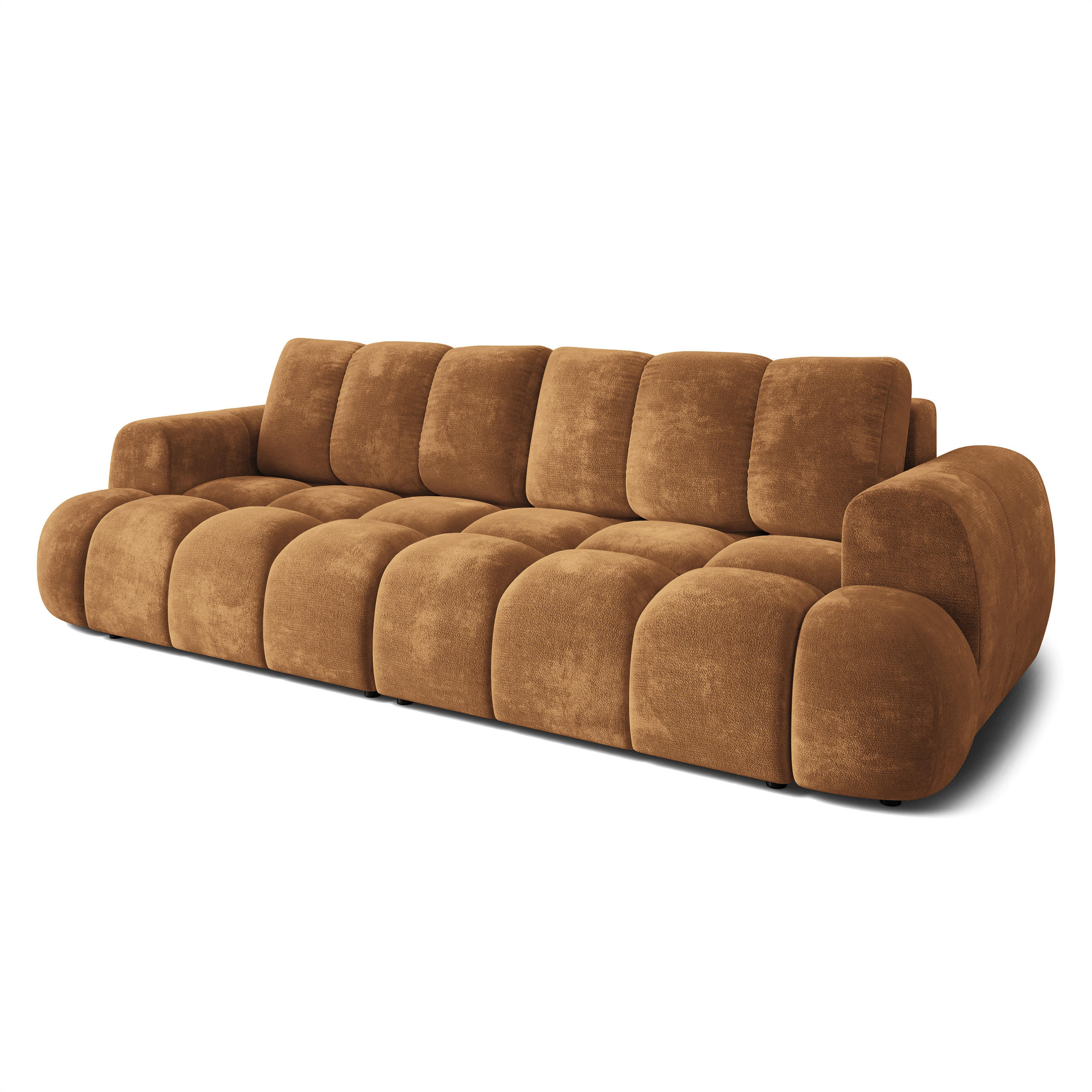BETTSOFA DAFNE Hellbraun Chenille-Stoff mit Schlaffunktion - Hellbraun, Textil (300/88/113cm) - MASSENO
