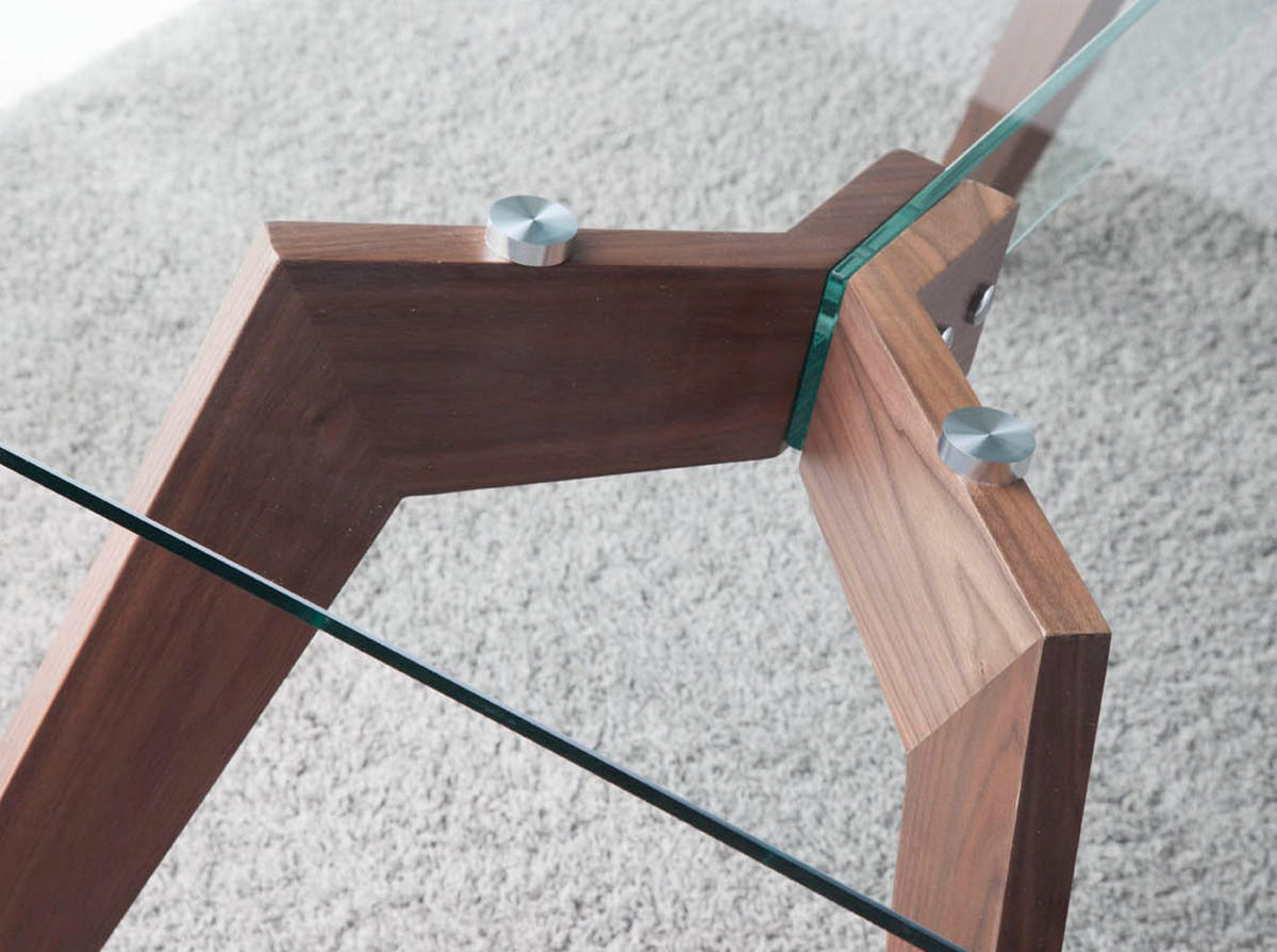 ESSTISCH Rechteckig gehärtetes Glas aus Walnuss - Walnussfarben/Braun, Glas/Holz (95/160/76cm) - ANGEL CERDA