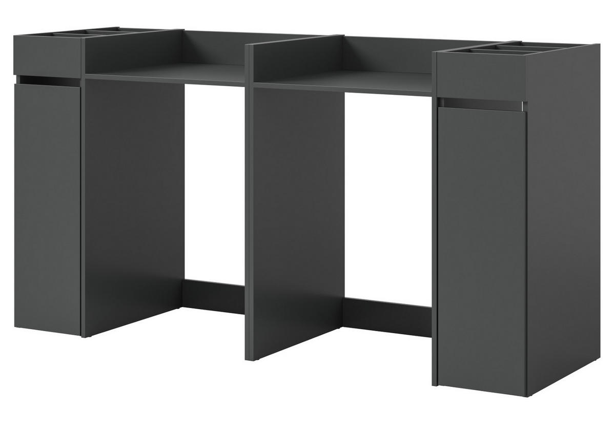 WASCHMASCHINENUMBAU Set grau 4-teilig, 2 x Überbauschrank und 2 x Anstellregal - Schwarz/Grau, Holzwerkstoff/Metall (190/101/60cm) - Inn.Furn
