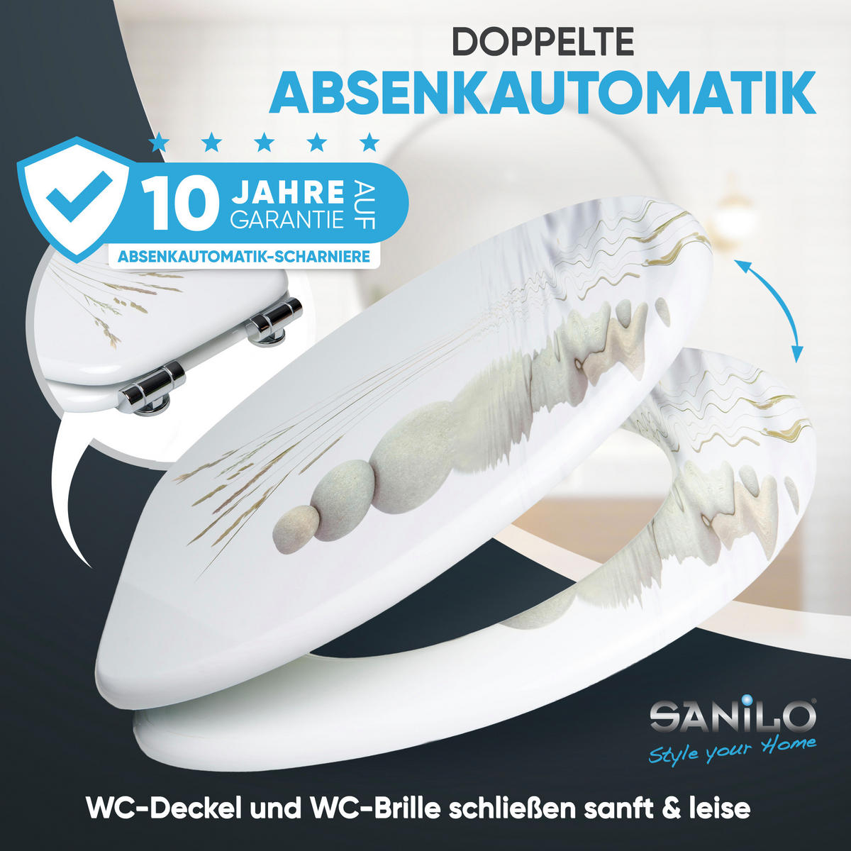WC-SITZ mit Absenkautomatik Balance - Beige, Holzwerkstoff (38/6/47cm) - Sanilo