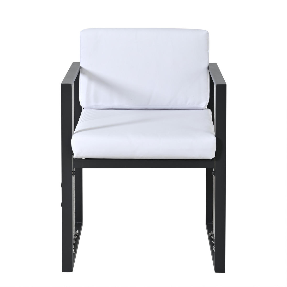 LOUNGEGARNITUR 117/117 cm Schwarz/Weiß aus Metall mit Hartglas 7er Set - Schwarz, Metall - OKMYHOME