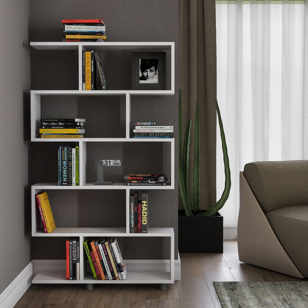 REGAL 11 Tabletts L90 cm - Elif - Weiß, Holzwerkstoff (20/156/26cm) - Calicosy