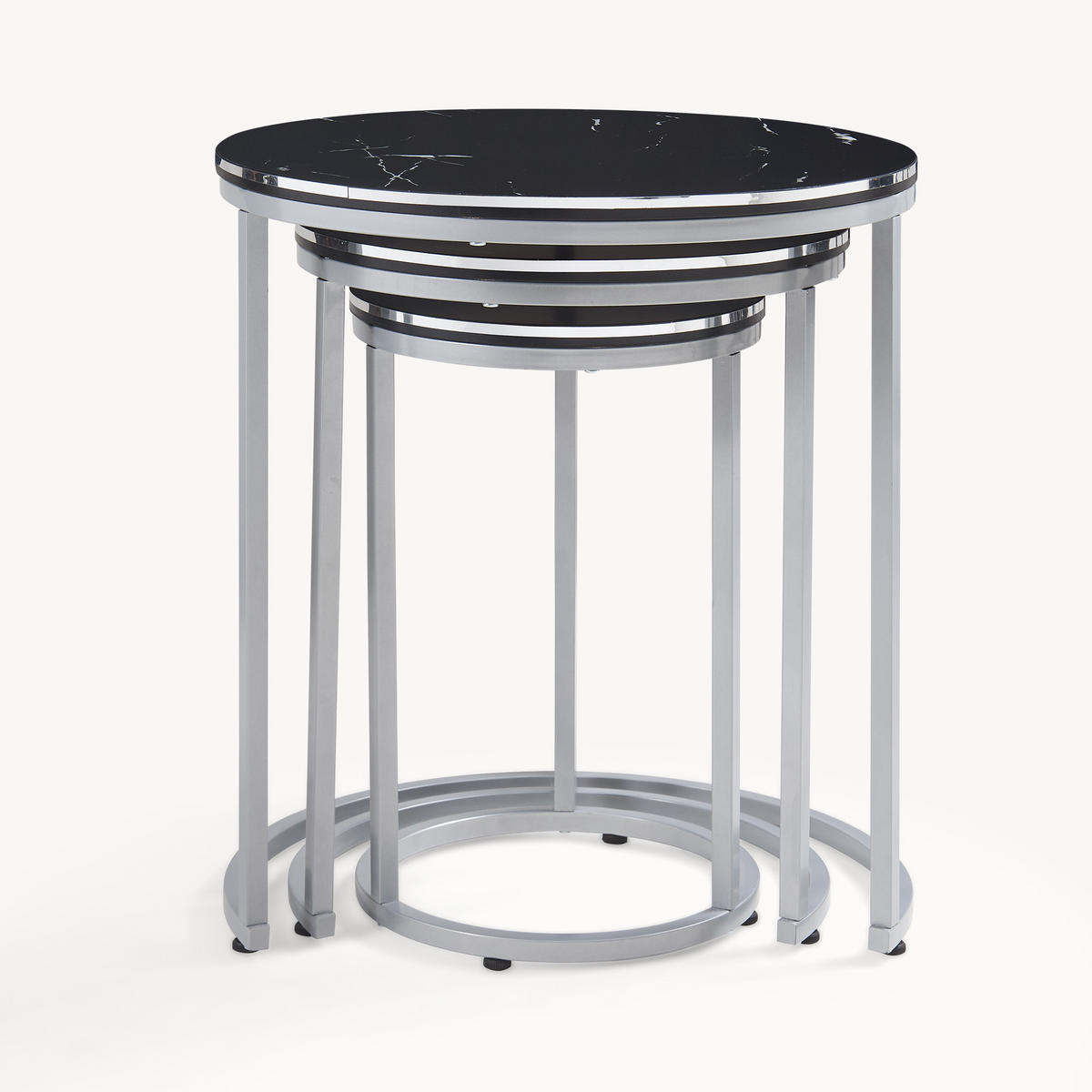 SATZTISCH Bornholm 50/50/55 - Schwarz, Holzwerkstoff (50/50/55cm) - [en.casa]