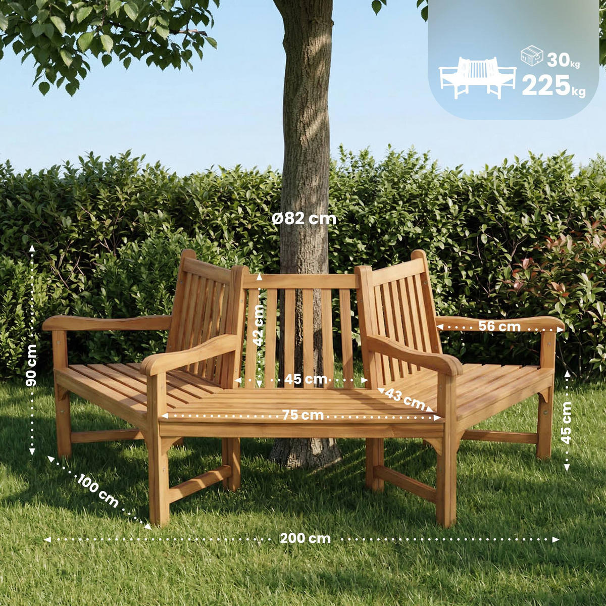 GARTENBANK 200/100 cm Holz Teak - Teakfarben, Holz (200/90/100cm) - CLP