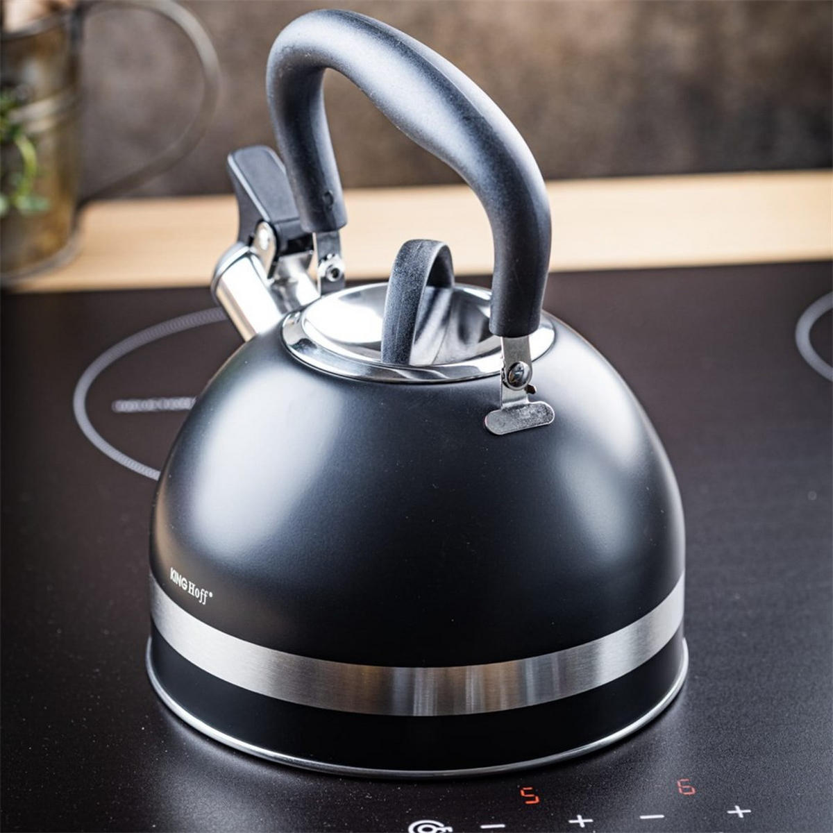 WASSERKESSEL Schwarz 22/18/23 cm KH1858 - Schwarz, Metall (22cm) - Kinghoff 