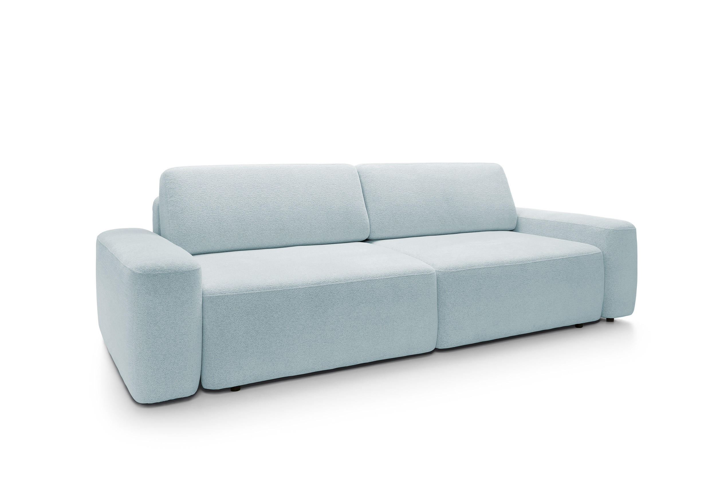 SOFA 4-Sitzer freistehend, Bettzeugcontainer, Polsterung aus PUR-Schaum, Stoff Raven, Schlaffunktion: 120x200 cm, Größe: 257x82x105 cm, Taube - Hellblau, Holz/Textil (257/82/105cm) - DomoHome