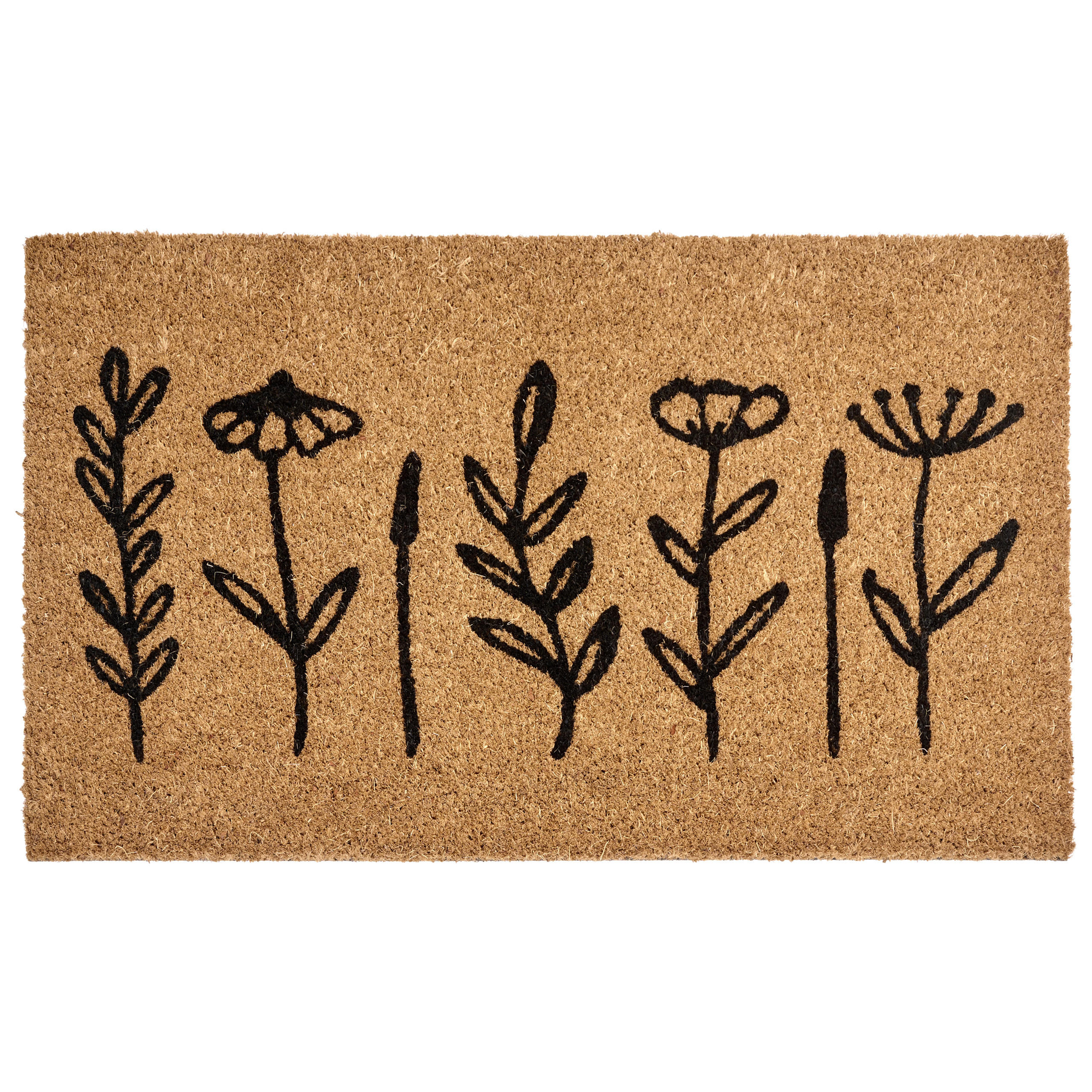 FUSSMATTE Naturfarben 40/60 cm Blume Kokosfasern Agiak - Naturfarben, Textil (40/60cm) - Beliani