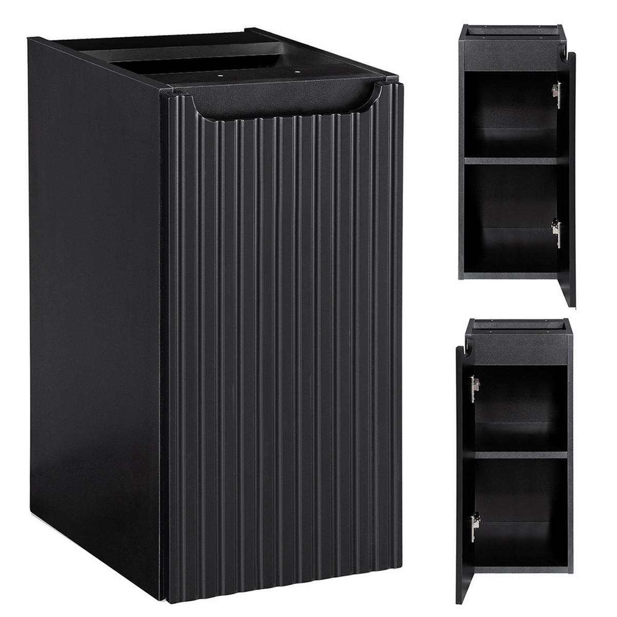 WASCHBECKENSCHRANK Newport-56 - Schwarz, Holzwerkstoff (80/60/40cm) - Lomado