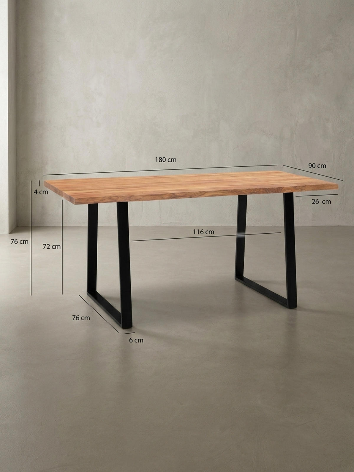 SCHREIBTISCH Massivholz Baumkante Handgefertigt Akazie TARN, Goldbraun-Schwarz 180x90x76 cm - Schwarz/Braun, Holz/Metall (90/180/76cm) - KADIMA DESIGN
