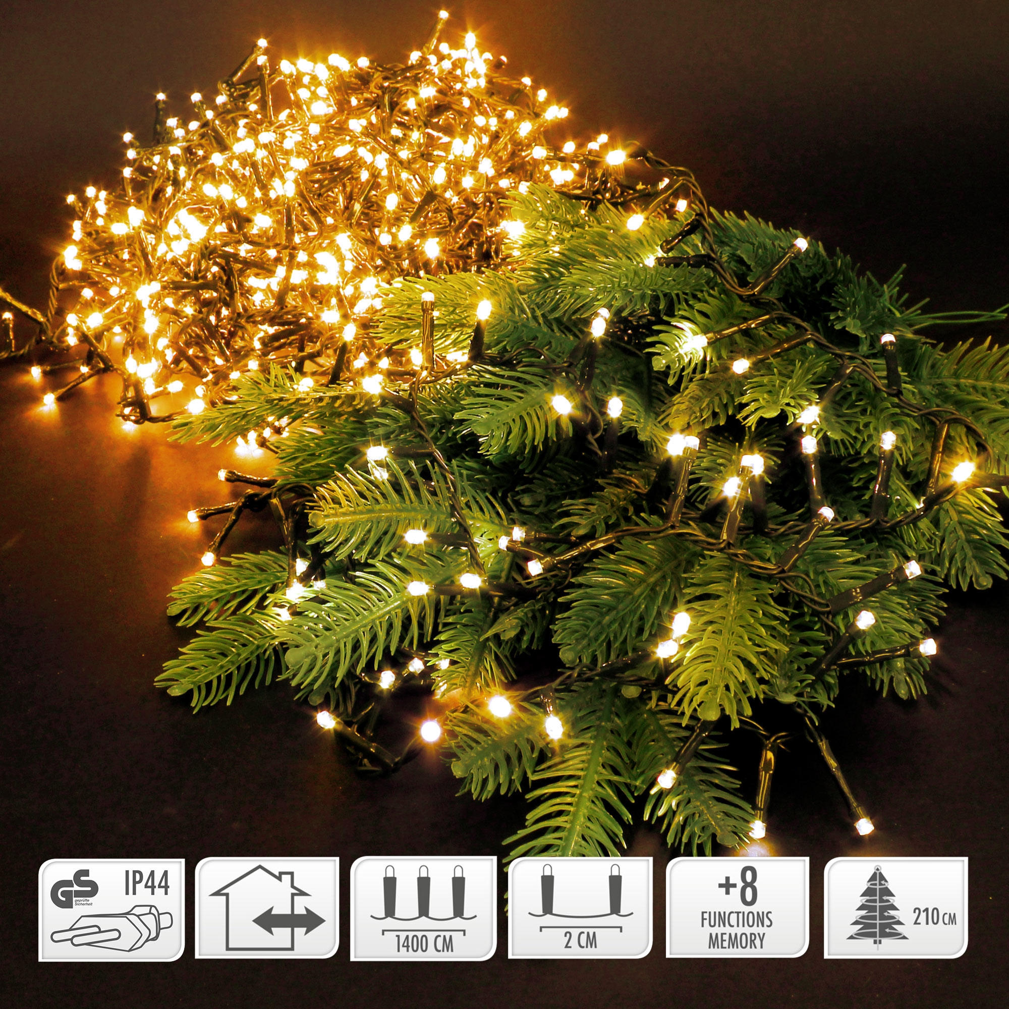 WEIHNACHT CLUSTER 700LED - Grün, Kunststoff (1700cm) - ECD-Germany