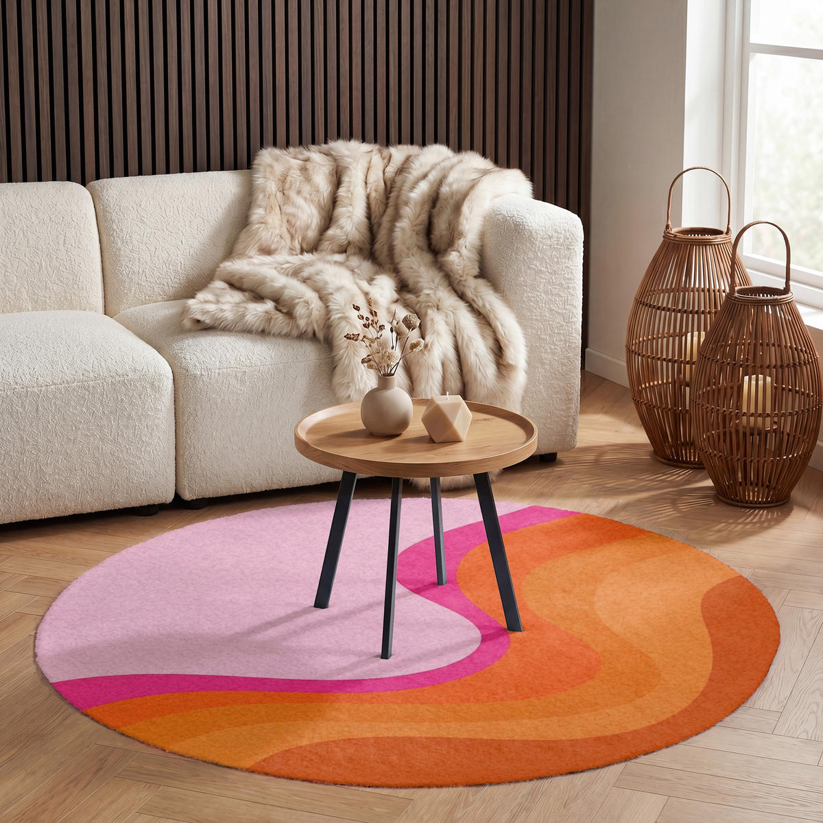 TEPPICH - Retro - Wellen - Farbenfroh - 120x120 cm - Multicolor, Kunststoff/Textil (120/0.4cm) - OnlyWow