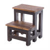 TRITTLEITER STEP Recyclingholz zweistufig 04 schwarz-natur - Graubraun, Holz (37/46/37cm) - DESIGN DELIGHTS