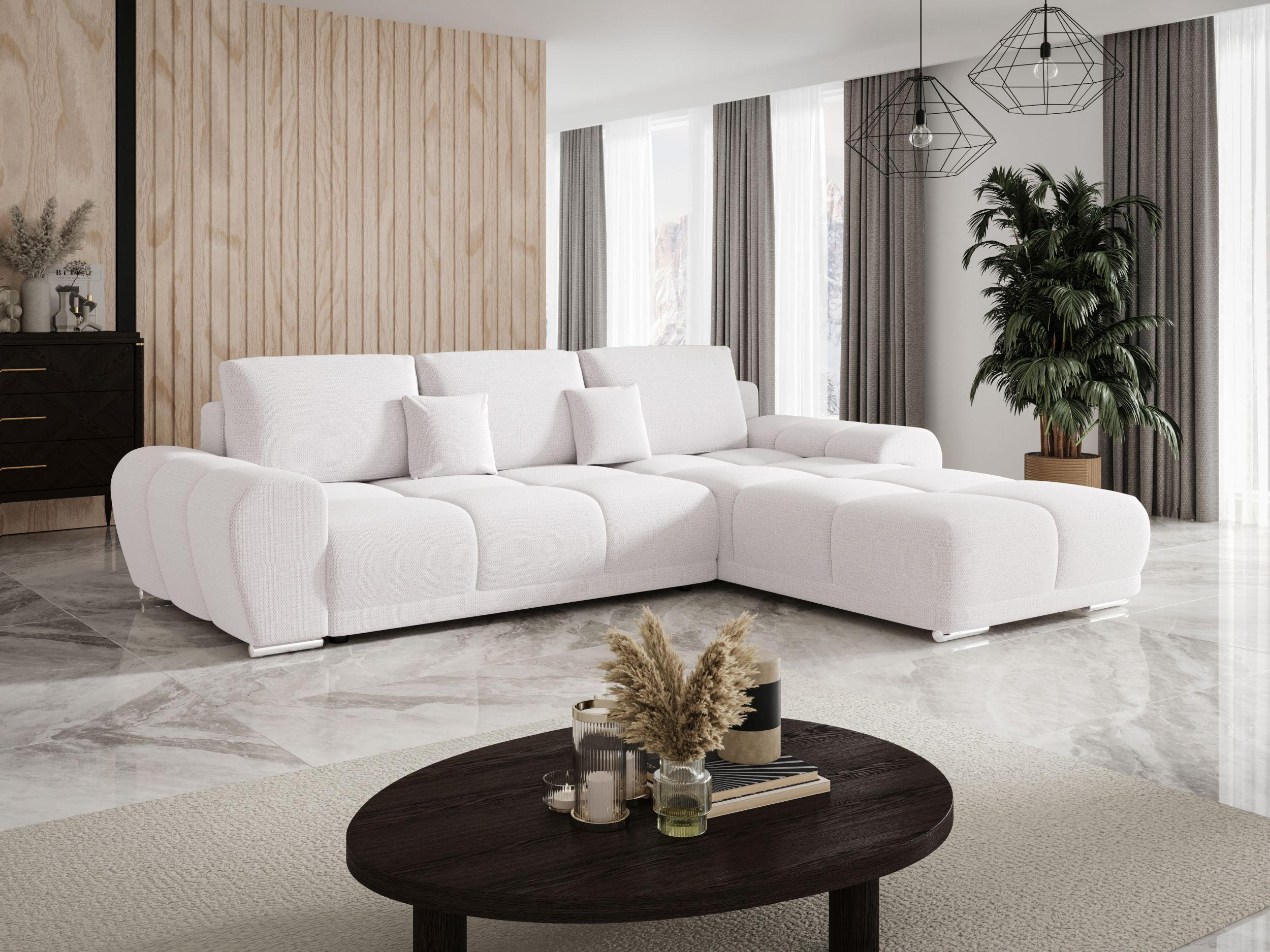 ECKSOFA BEGA L Rechts ARAGON 01 mit Schlaffunktion - Weiß, Textil (289/185cm) - Bedante